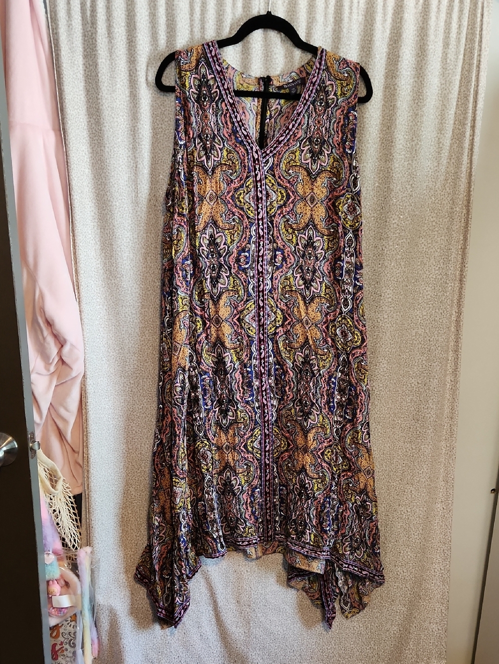 Roaman's Multicolor Paisley Asymmetrical Hem Dress